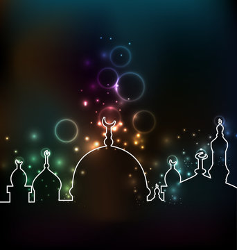 Cute glowing background with mosque