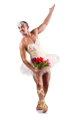 Obraz premium Man in tutu performing ballet dance