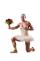 Fototapeta premium Man in tutu performing ballet dance