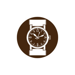 Graphic pocket watch illustration. Wristwatch with dial and an h