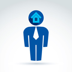 Silhouette of person standing in front - vector illustration of