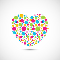 Colorful dots on heart shape