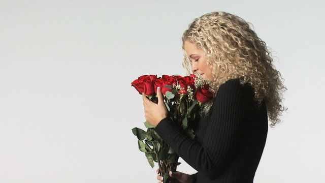 woman getting roses