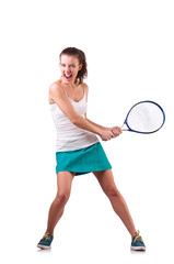 Obraz na płótnie Canvas Woman tennis player isolated on white