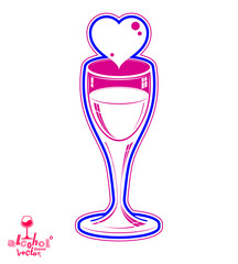 Wineglass vector 3d artistic illustration – wedding couple con