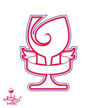 Vector goblet – alcohol drink theme illustration. Elegant wine
