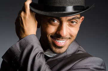 Man with hat in vintage concept