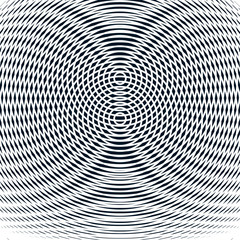 Decorative lined hypnotic contrast background. Optical illusion,