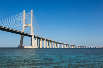 Fototapeta na wymiar Vasco da Gama Bridge in Lisbon