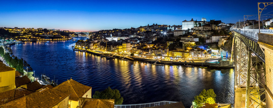 Porto In Portugal At Night