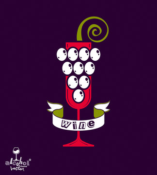 Winery idea eps8 vector illustration. Elegant glass of wine with