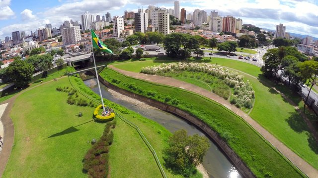 Brazilian waving flag in Ipiranga, Sao Paulo Brazil