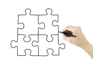 Fototapeta premium blank puzzle drawn by man's hand