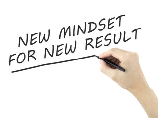new mindset for new result words written by man's hand