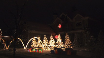 house with Christmas lights