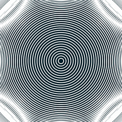 Decorative lined hypnotic contrast background. Optical illusion,