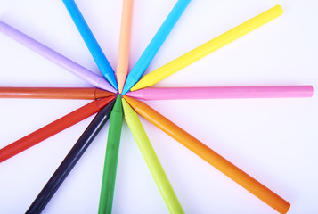Fototapeta premium Colored pencils on white background