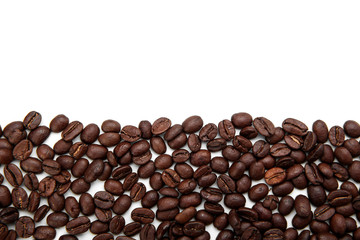 Coffee beans stripe isolated on white background