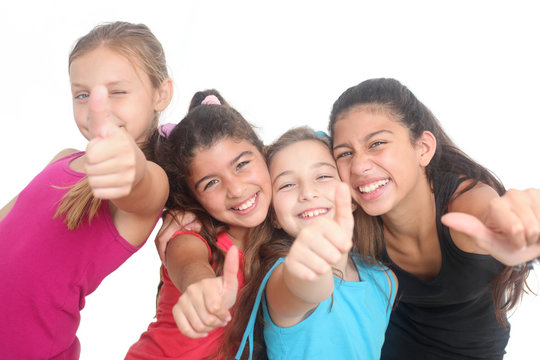 Group Of Happy Kids Showing Thumbs Up