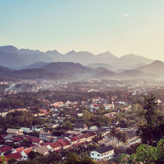 Viewpoint at luang prabang in laos with vintage effect.