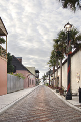 Street of a Historical Tropical City at Christmas