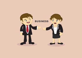 Businessman and Businesswoman Cartoon Vector Illustration