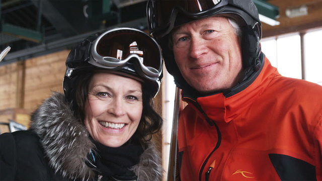 mature couple on a ski holiday