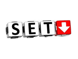 3D SET Stock Market Block text on white background