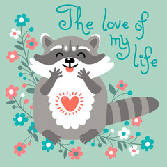 Cute raccoon confesses his love.
