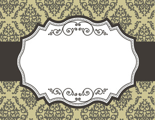 Retro border / frame with damask pattern