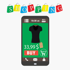 Shopping with smartphone.