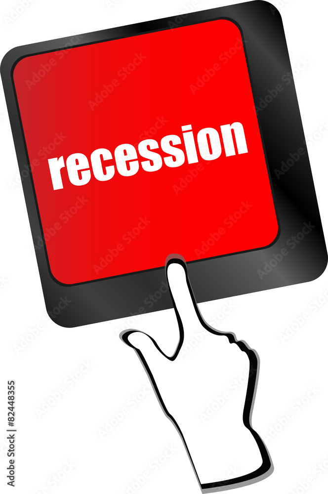 Poster recession button on computer keyboard key vector