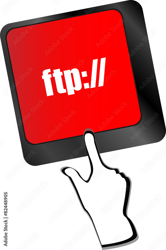 Poster computer keyboard with ftp key, technology background vector