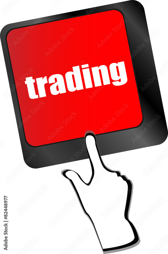 Poster button on modern computer keyboard with word trading vector