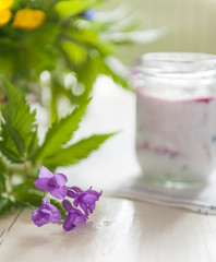Obraz na płótnie Canvas Yogurt with blueberries