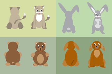 Naklejka premium Cat, dog, rabbit and bear