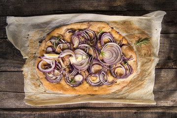 Focaccia with red onion