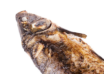 Grilled carp fish head.