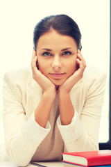 calm woman with book