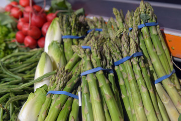 asparagus on display in a supermarket