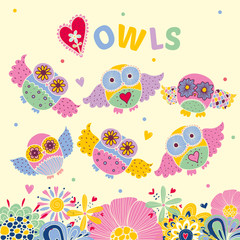 Owls! Vector illustration.