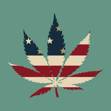 Marijuana leaf with the USA flag colors