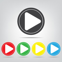 Play icons colored  buttons Vector illustration