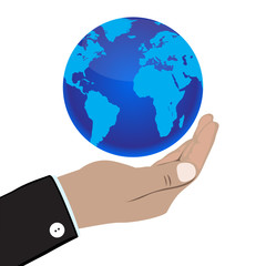 Earth in the hands of the reliability vector illustration