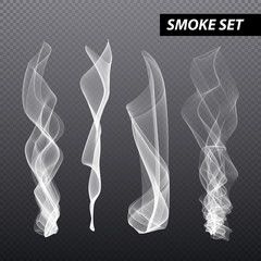 Realistic smoke design . Set  vector   black background