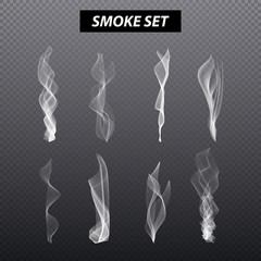 Realistic smoke design . Set  vector   black background