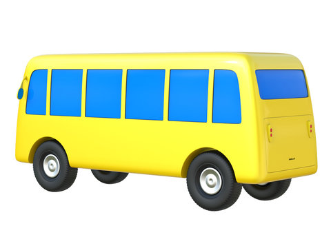 Abstract cartoon toy bus isolated on white background.