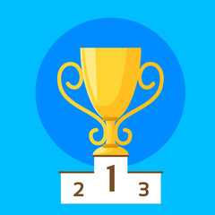 Winner Cup First Place Flat Design Vector Illustration