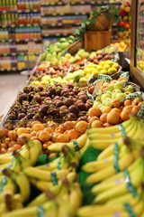 Various fruits and vegetables at the supermarket. Indonesia 2014