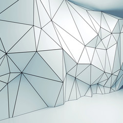 3d interior with polygonal wireframe relief pattern